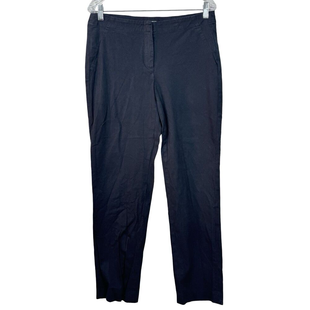 J. Jill Trouser Pant Woman's Size 8 Black Flat Front Zip Up Straight Leg